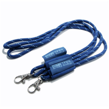 Two color jacquard polyester string big PVC card badge cord lanyad