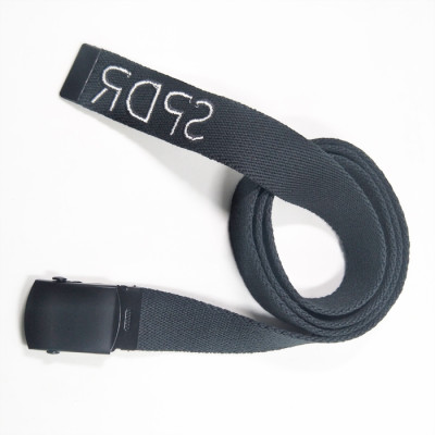 Fabric embroidered logo womens fashion belts with black belt buckle accessories