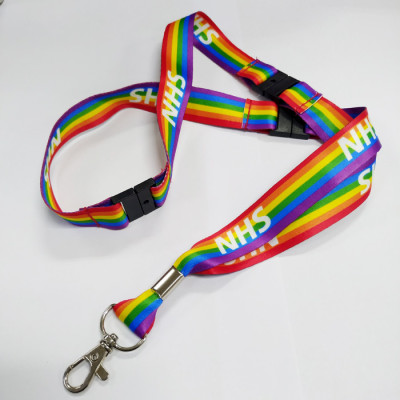 Rainbow designer neck lanyard colorful polyester supplies lanyard