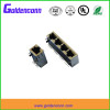 rj45 shield female jack PCB connector 8P8C tap-up 1*4 ports Connectors with right angle type 90 degrees &transformer