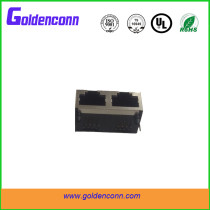 dual rj45 shield without led female jack connector 8P8C for PCB 1*2 dual ports Connectors with right angle type