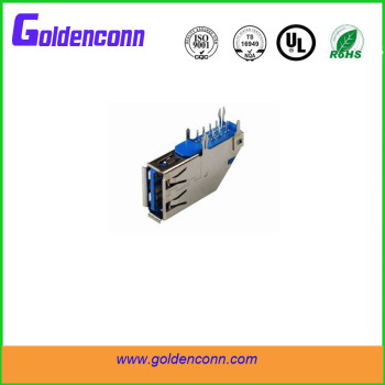 usb 3.0 AF plug dip type terminal female plastic connector for pcb 9p right angle with side insert slant
