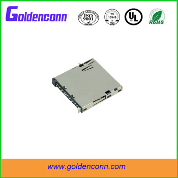 SD+MMC card connector holder with 11P SMT type push push top contact reverse type rohs compliant