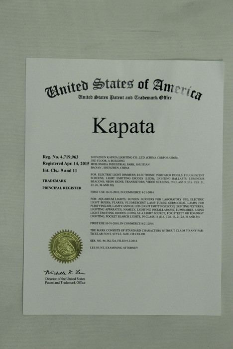 Certificado de patente de Estados Unidos para Kpata