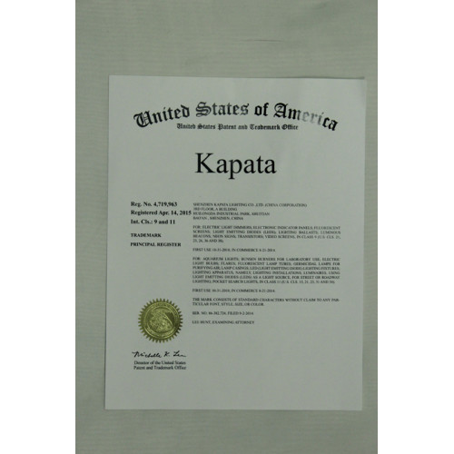 Certificado de patente de Estados Unidos para Kpata