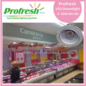 30 Watts COB chip 6 inch Profresh ceiling light for fresh meat lighting led downlight