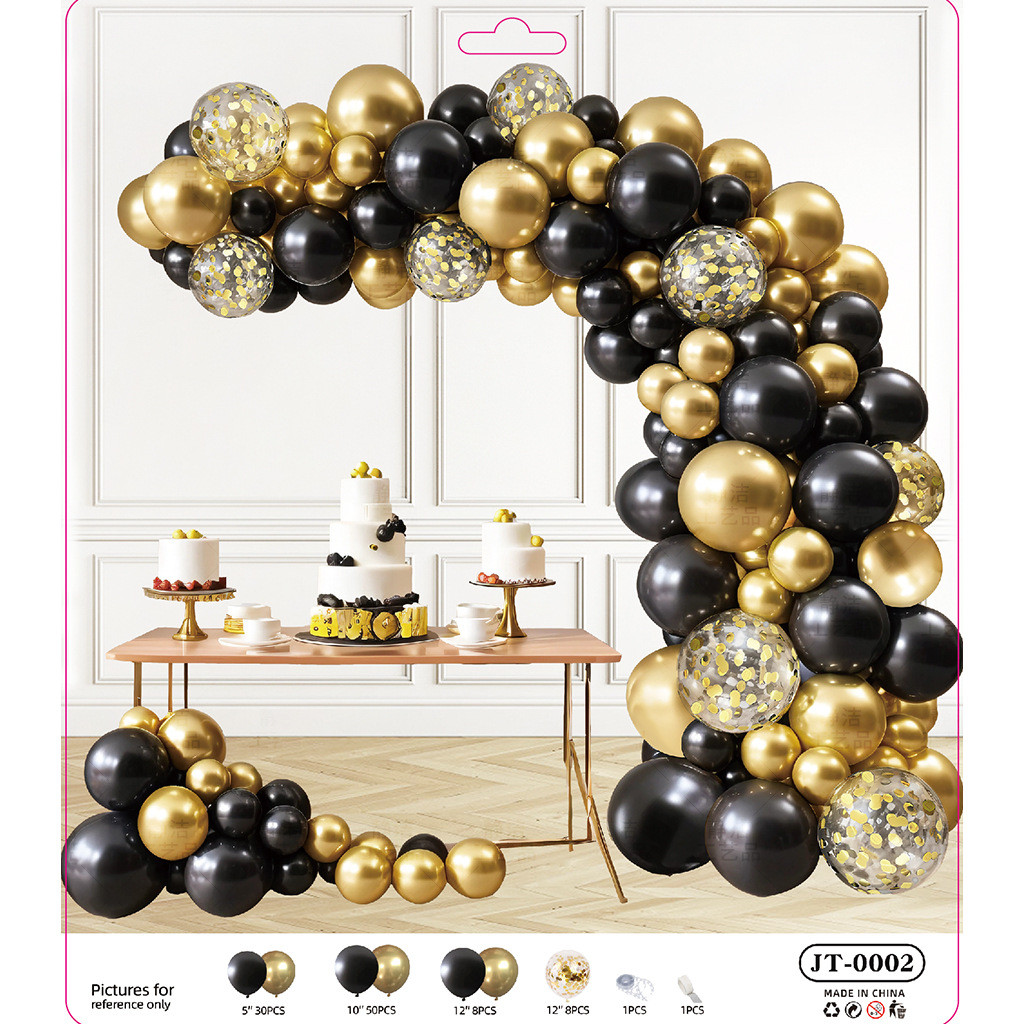 JT-0002 Black Gold Balloon Arch