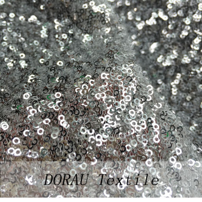 Allover plain sequin embelished fabric for party dress