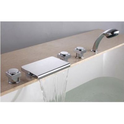 Latón grifo de la fría / caliente de agua mezclador de la bañera ducha de mano baño caño cascada