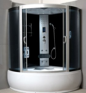 1500 x 1500 x 2200 mm negro pintado volver cristal portátil cabina de ducha