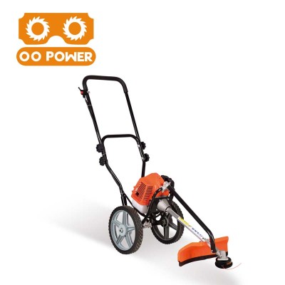 52cc 2-stroke Hand push two wheels  gasoline brush cutter with high quality