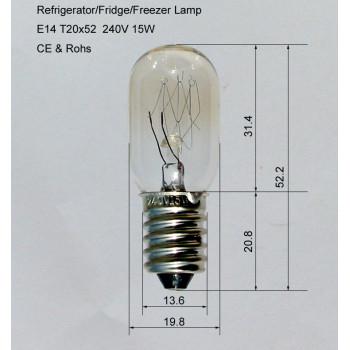 T20 15W E14 base fridge refrigerator freezer incandescent lamp bulb for replacement