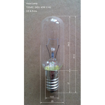 Cooker Hood Lamp Light Bulb,40W, E14 Base, 240V hood lamp