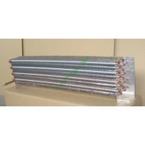 Copper tube fin evaporator coil for commercial merchandiser refrigeration
