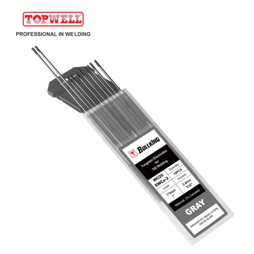 TIG เชื่อมอิเล็กโทรดทังสเตน 2% Ceriated (สีเทา, WC20 / EWCe-2) 10-pk
