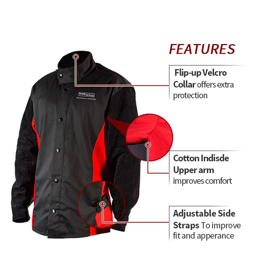 Chaqueta de soldadura con mangas de cuero premium BK2102