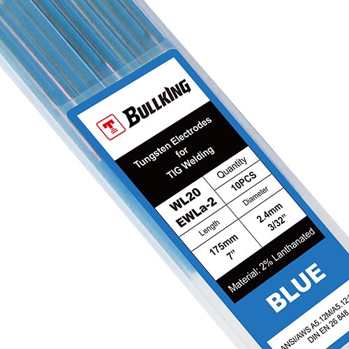 Electrodo de tungsteno con lantano al 2 % (azul, WL20/EWLa-2), paquete de 10