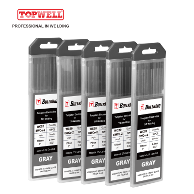 topwell %2 Sertifikalı (Gri, WC20/EWCe-2) Tig kaynakçı için Tungsten Elektrot 10'lu paket