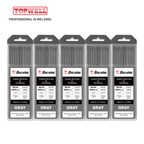 topwell %2 Sertifikalı (Gri, WC20/EWCe-2) Tig kaynakçı için Tungsten Elektrot 10'lu paket