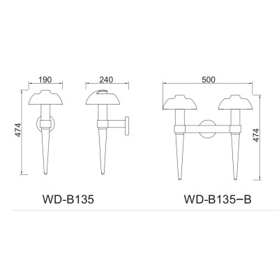 Wall lamp WD-B135 | Mushroom head | Aluminum | PC diffuser | LED module | IP65 | Modern design