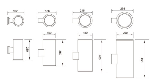 壁灯户外灯定制圆柱型上下灯一头/两头简洁现代风格LED6W/12W/18W COB5W/10W/15W φ150*H350mm壁挂灯圆灯WD-B183热门热销