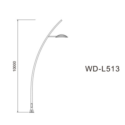 Street light WD-L513 | Aluminum road lamp | Hot-dip galvanizing pole | HQI-E E27 | 10 meters | IP55