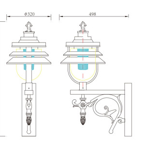 Vintage wall light | Aluminum wall lamp WD-B294 | LED | CFL E27 | Classical style | IP55 | PMMA