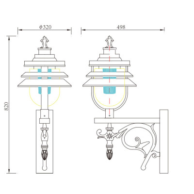 Vintage wall light | Aluminum wall lamp WD-B294 | LED | CFL E27 | Classical style | IP55 | PMMA