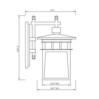 American loft style | Wall light WD-B327 | LED | CFL E27 | High-quality aluminum | Tempered glass