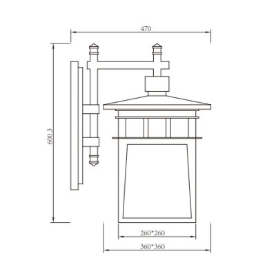 American loft style | Wall light WD-B327 | LED | CFL E27 | High-quality aluminum | Tempered glass