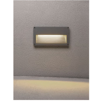 Aluminum wall lamp | rectangle light WD-Q105 | E-PC embedded part | tempered glass | IP65 | CFL E27