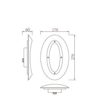 Wall lamp WD-Q047 | high-quality aluminum | elliptical wall corner lamp | PMMA diffuser | IP65