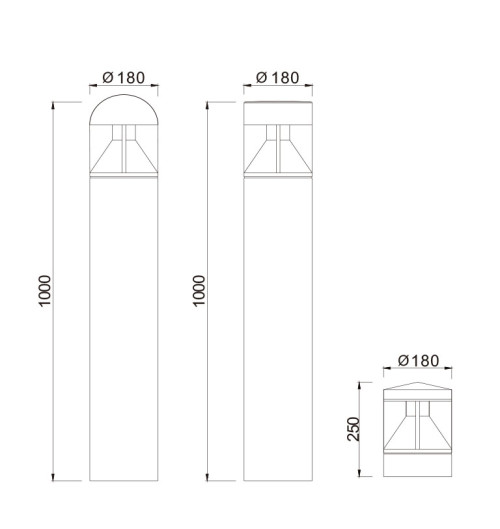 Lawn lamp cool cylinder bollard light custom outdoor lights LED module 6W/9W/12W COB LED 10W/20W CFL E27 16W φ180*H1000mm Fashion model hot-sales WD-C038