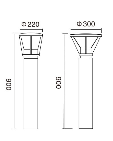 灯柱现代设计简洁风格时尚型号 φ300*H900mm/φ220*H900mm COB LED 5W/10W/20W WD-C041/WD-C044