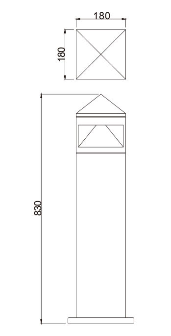 草坪灯灯柱现代设计简洁风格立方圆柱方形 W180*L180*H830mm COB LED 10W/15W/20W WD-C230