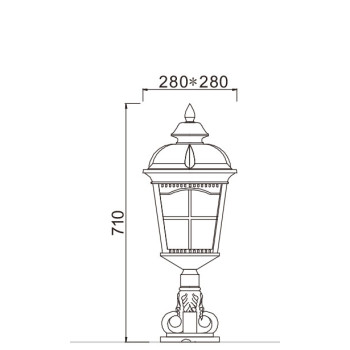 Lawn lamp WD-C291 | middle age classic vetro style | CFL E27 | die-cast aluminum | extruded glass