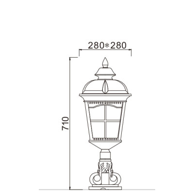 Lawn lamp WD-C291 | middle age classic vetro style | CFL E27 | die-cast aluminum | extruded glass