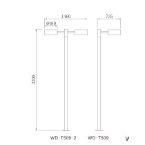 Landscape lamp WD-T509-2 | Aluminum body | 2 lamp heads | COB LED | Halogen E27 | tempered glass