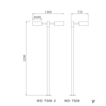 Landscape lamp WD-T509-2 | Aluminum body | 2 lamp heads | COB LED | Halogen E27 | tempered glass