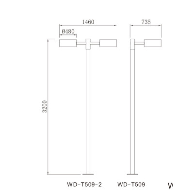 Landscape lamp WD-T509-2 | Aluminum body | 2 lamp heads | COB LED | Halogen E27 | tempered glass
