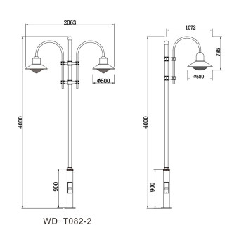 Landscape lamp WD-T082 | High quality aluminum | diffuser customizable | CFL E27 | Halogen E27 G1