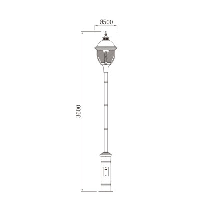 High quality landscape lamp | aluminum head | COB LED and CFL E27 | PC diffuser | 3.5-meter-high