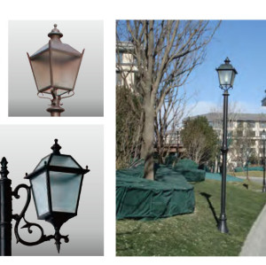 Landscape lamp WD-T189 | 2 lamp head WD-T513 | CFL E27 | hot-dip galvanizing steel lamp pole