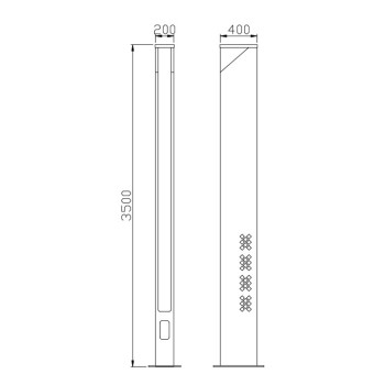 Landscape lamp WD-T302 | stainless steel lamp head | SMD LED or T5 | IP55 | 3.5M high | rectangle