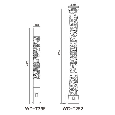 Rectangle landscape lamp | cutstomized outdoor light WD-T256 | WD-T262 | carved decorative | IP55