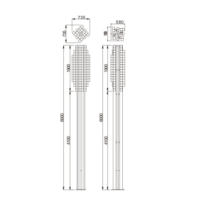 Aluminum landscape lamp | Garden light WD-T369 | T5 | hot-dip galvanizing steel tube | PMMA diffuser
