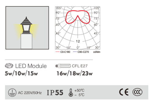 Lawn lamp WD-C215 | aluminum bollard light | Japanese classic style | PMMA | preservative wood