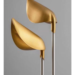 Ground-inserted lawn lamp | Gold leaf Shape | White lamp pole | stainless steel | aluminum |elegant