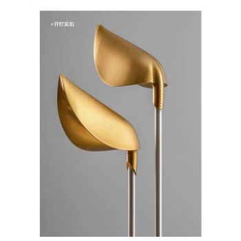 Ground-inserted lawn lamp | Gold leaf Shape | White lamp pole | stainless steel | aluminum |elegant