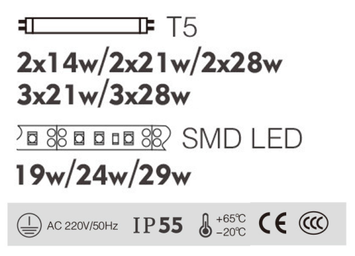 Wall light WD-B028 | Aluminum custom wall light | SMD LED T5 | PMMA | scagliola diffuser | IP55